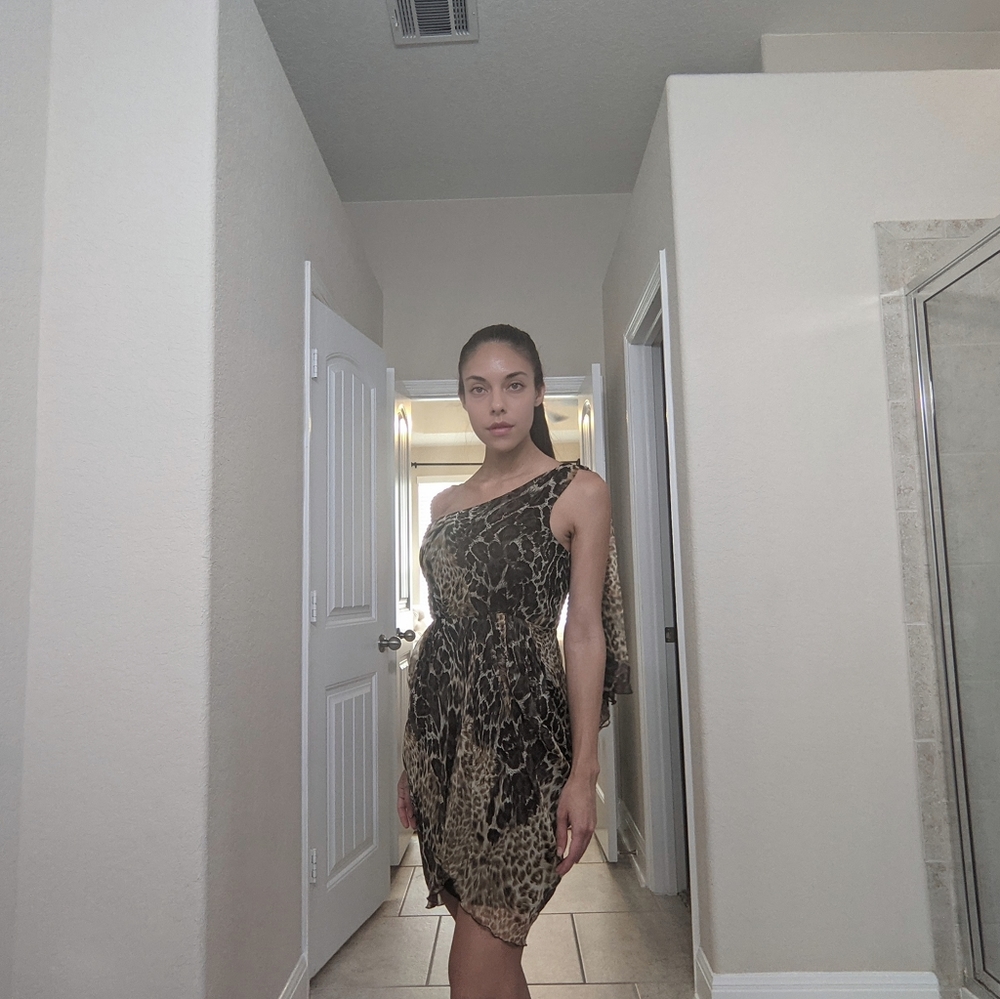 Alice and Olivia one shoulder print dress